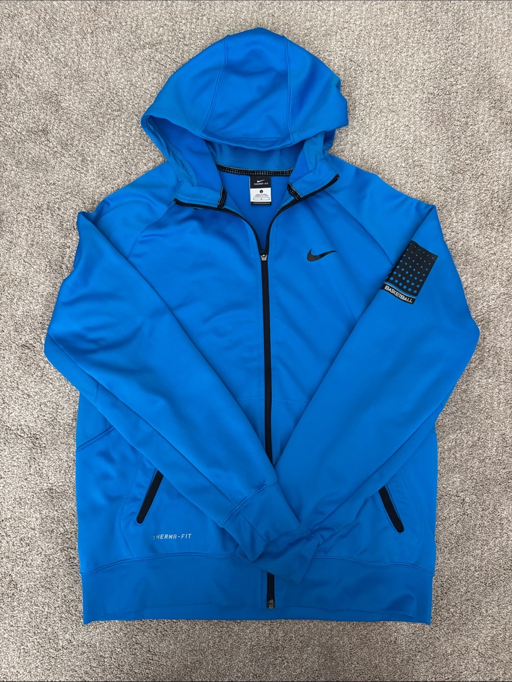 Nike Royal Blue Therma-FIT Full-Zip Hooded Performance Jacket